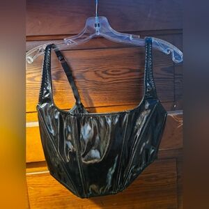 Urban Outfitters Out From Under Lovestruck Faux Patent Leatber Corset Top